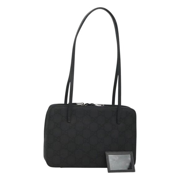 GUCCI GG Canvas Shoulder Bag Black Silver Auth - Picture 1 of 16